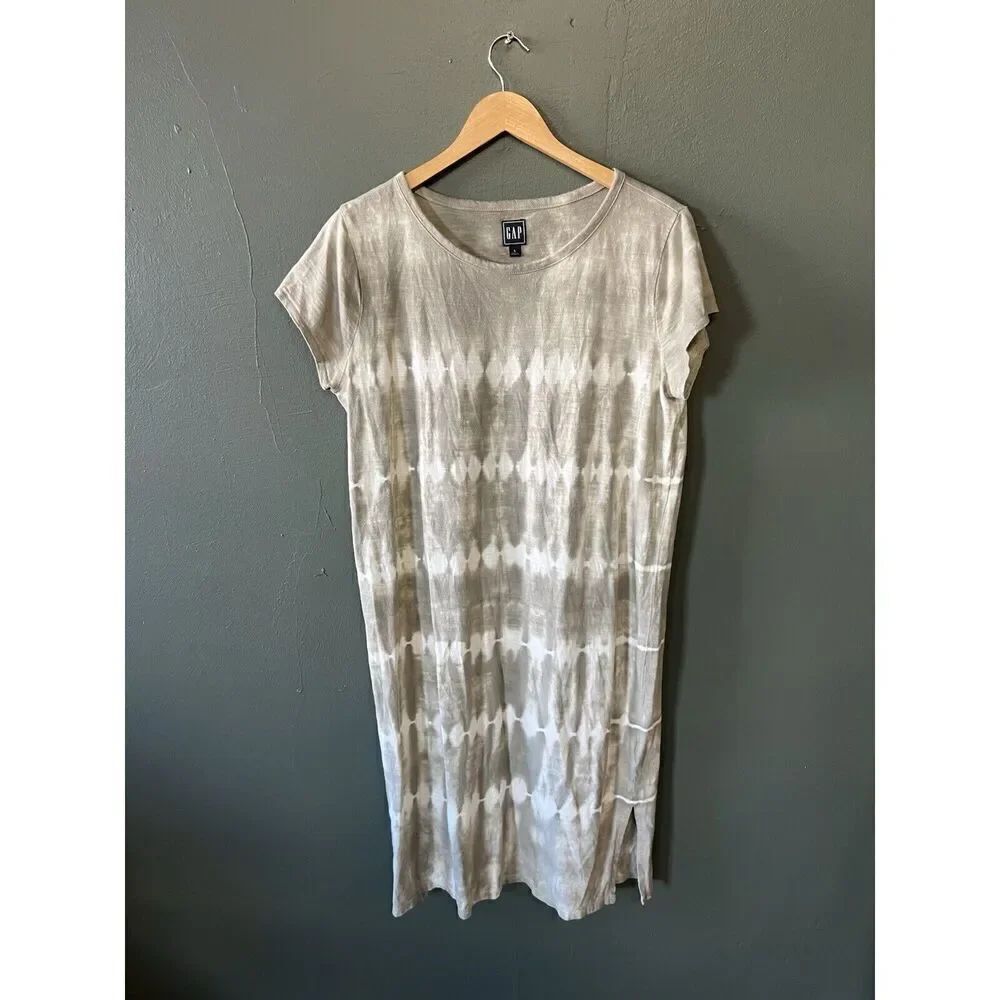 Gap Womens Gray Tie Dye Short Sleeve Shirt Dress Size Large